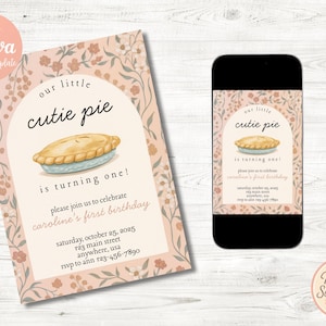 Our Little Cutie Pie First Birthday Invite | Digital Download | Editable Template