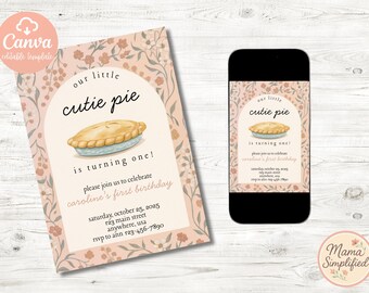 Our Little Cutie Pie First Birthday Invite | Digital Download | Editable Template