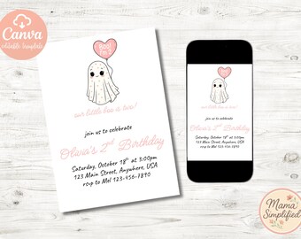 Our Little Boo is 2 Second Birthday Invite | Digital Download | Editable Template