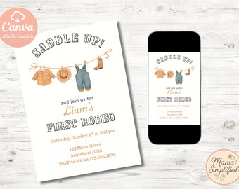 First Rodeo First Birthday Invite | Digital Download | Editable Template
