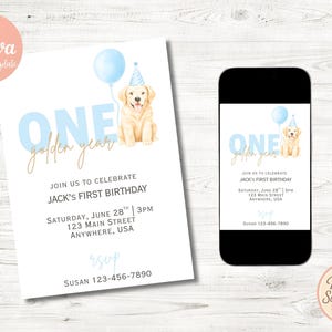 One Golden Year First Birthday Invite | Digital Download | Editable Template