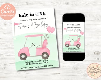 Hole in ONE First Birthday Invite | Digital Download | Editable Template