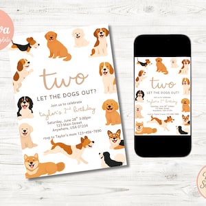 Two Let The Dogs Out Second Birthday Invite | Digital Download | Editable Template