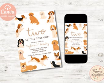 Two Let The Dogs Out Second Birthday Invite | Digital Download | Editable Template
