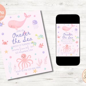 Oneder the Sea First Birthday Invite | Digital Download | Editable Template