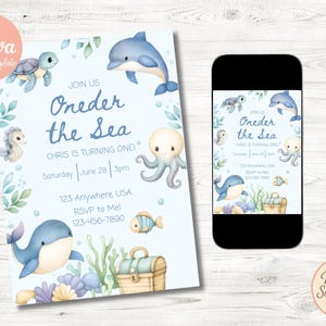 Oneder the Sea First Birthday Invite | Digital Download | Editable Template