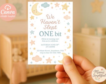 We Haven’t Slept ONE Bit First Birthday Invite | Digital Download | Editable Template