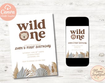 Wild One First Birthday Invite | Digital Download | Editable Template