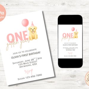 One Golden Year First Birthday Invite | Digital Download | Editable Template