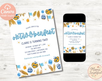 okTWOberfest Second Birthday Invite | Digital Download | Editable Template