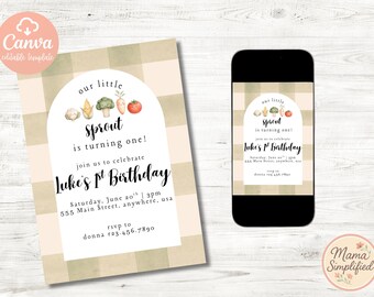 Our Little Sprout Birthday Invite | Digital Invite | Editable Template