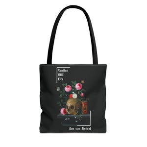 Bolso de mano negro con diseño de bodegón Vanitas de Jan Van Kessel, estilo bohemio, bolso de lona floral, regalo para amantes del arte.