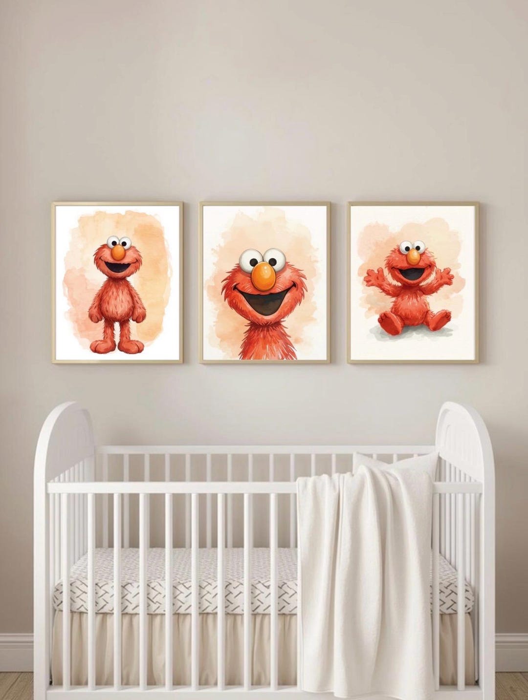 Elmo Watercolor Print | Cartoon Nursery Art (digital Download - Etsy