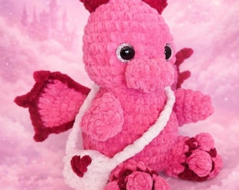 Handmade Amigurumi Dragon with Removable Mail Bag