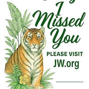 Sorry I missed you, please visit JW.org - animal green themed notecards