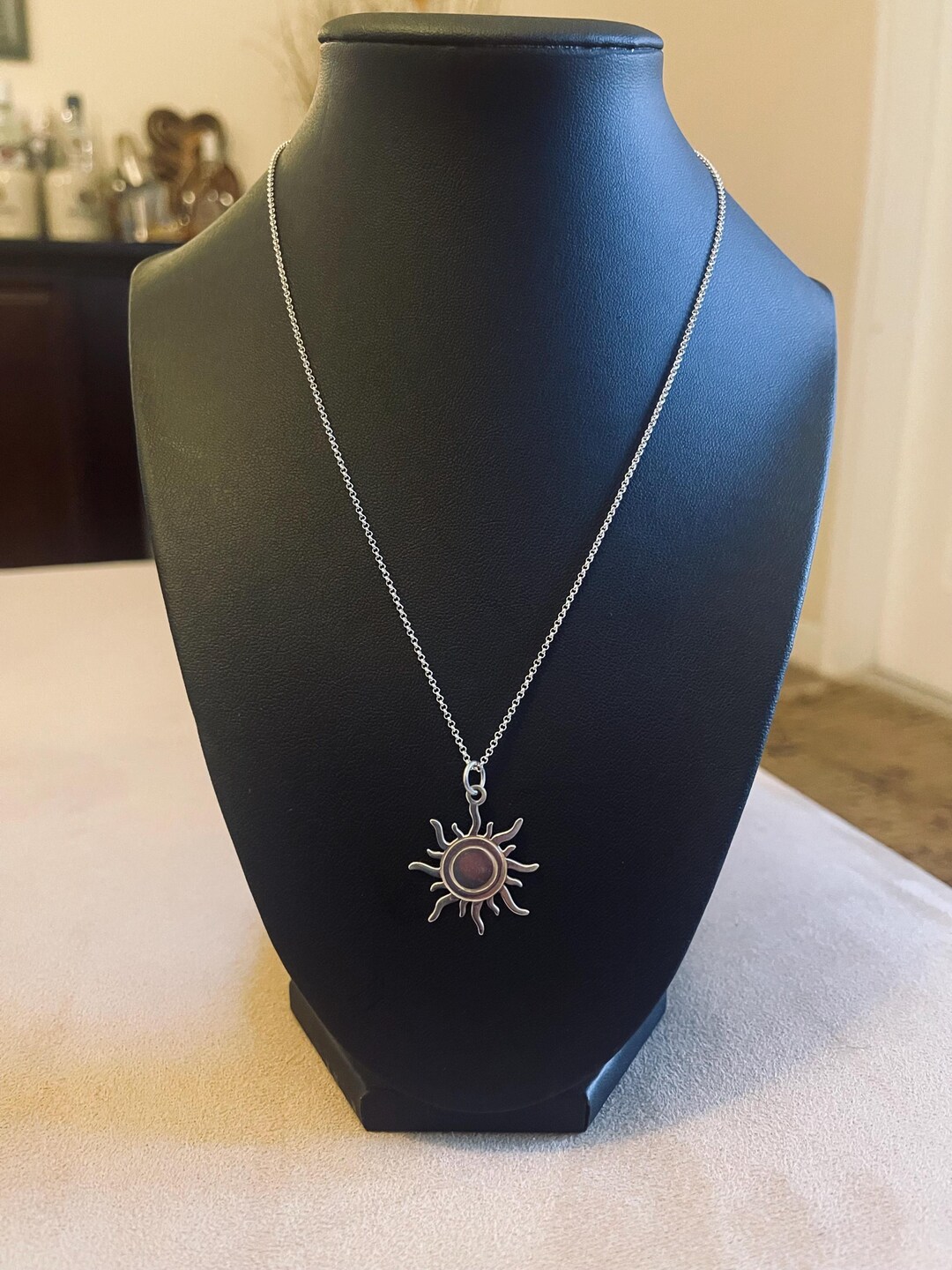950 Silver Sun Necklace – Minimalist Celestial Pendant, Boho Style - Etsy