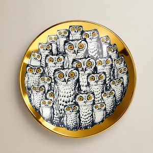 Parliament of Owls Plate, Gold Owl Wall Art, Bird Lover Gift