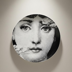 Decorative Wall Plate, Pretty Face Wall Art, Vintage Portrait Design, Black White Home Decor