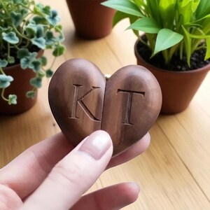 Personalized Walnut Heart Ring Box: Engagement Proposal Keepsake
