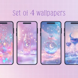 携帯電話の壁紙 (4 枚セット) | ダウンロード | iPhone 用のかわいい壁紙 | 幻想的な壁紙