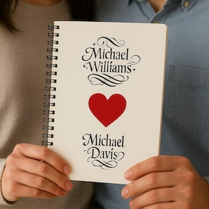 Spiral Notebook - Ruled Line-Personalized Couple Notebook with Custom Names & Heart -Unique Romantic Gift-Customizable Journal for Couples