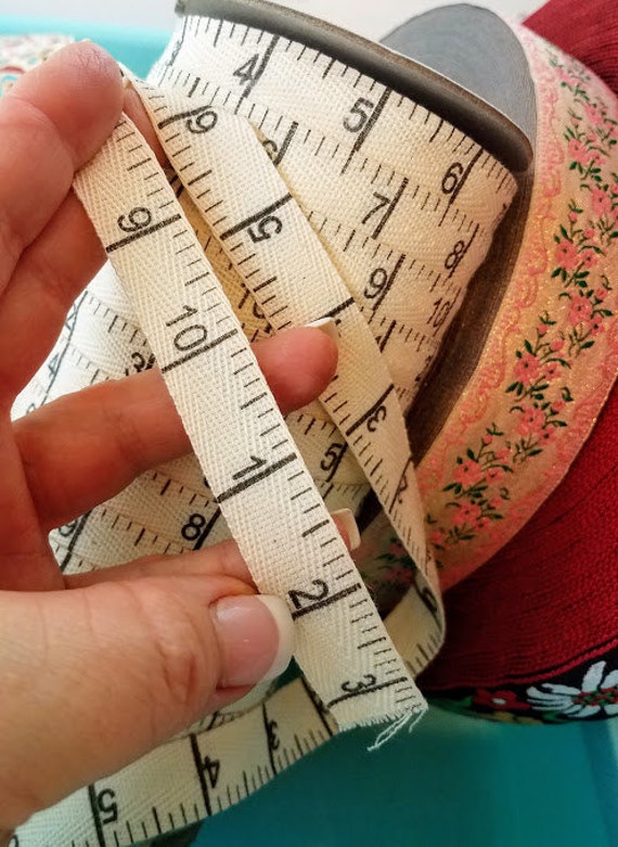 Fabric Trim Measuring twill tape print 5/8 inch wide by the Etsy