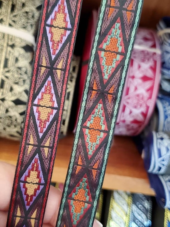 1 1//8/" Native weave jacquard fabric trim Sold by the Yard