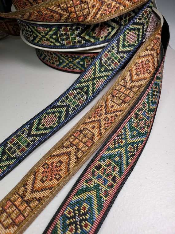 1 1//8/" Native weave jacquard fabric trim Sold by the Yard