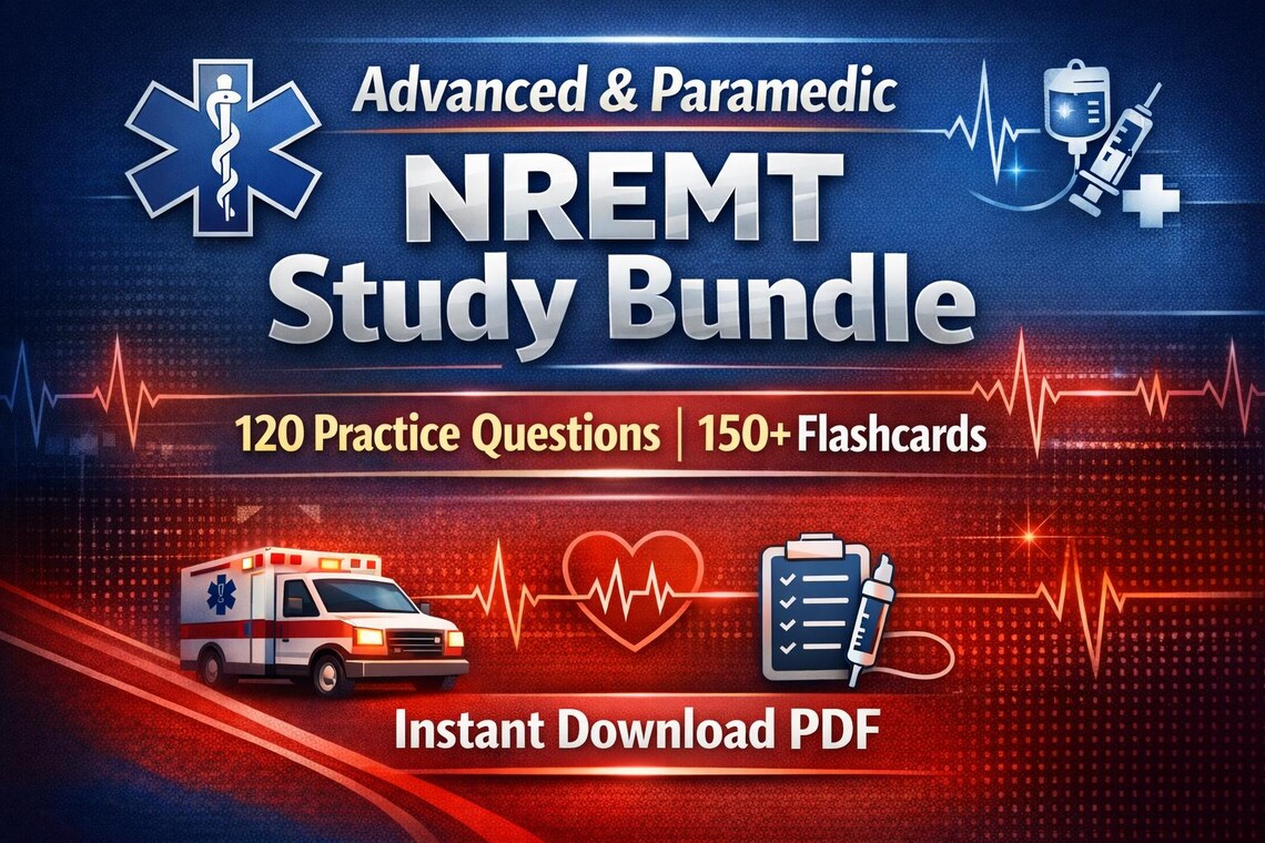 Advanced &amp; Paramedic NREMT Study Guide PDF | 120 Practice Questions | 150+ Flashcards | AEMT ...