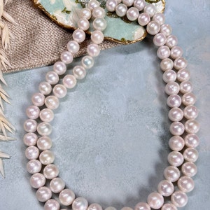 Collar de perlas de marfil Collar de perlas Edison de doble hebra, collar de perlas reales, perlas de agua dulce imagen 4