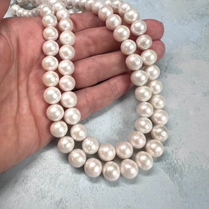 Collar de perlas de marfil Collar de perlas Edison de doble hebra, collar de perlas reales, perlas de agua dulce imagen 3