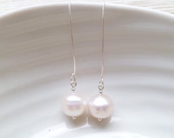 Pearl Drop Earrings - Dainty Pearl Earrings, Dangle Pearl Earrings, Drop Earrings Bridal, Bridesmaid Earrings, Wedding Earrings