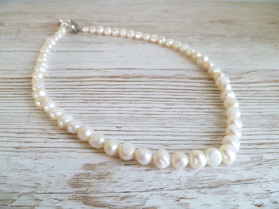 Ivory Pearl Necklace Chunky Baroque 