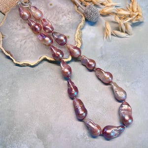 Pink pearl necklace - large statement pearl necklace, extra large statement pearls, real pearl necklace, baroque freshwater Pearls