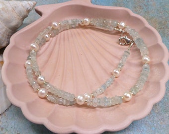 Morganite Necklace - Gift for a loved one, Pastel Necklace,  Gemstone Necklace,  Necklace Gift, Beryl Jewellery, Freshwater Pearls