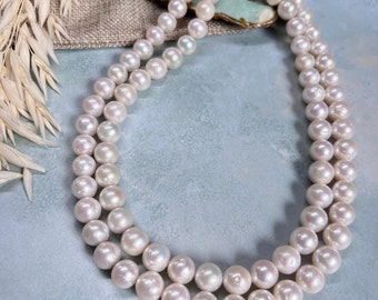 Ivory pearl necklace - Double strand Edison pearl necklace,, real pearl necklace, freshwater Pearls