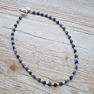 Sodalite and Pearl Necklace - Freshwater Pearl Necklace, pretty and Delicate Necklace, Blue Necklace, Gemstone Necklace, Tiny Necklace