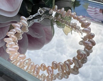 Pink Pearl Bracelet - Bridal Bracelet, Timeless Bracelet, Freshwater Pearls, Toggle Clasp Bracelet, Nickel-Free Jewelry, UK Jewellery