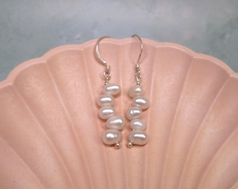 Pearl Drop Earrings - Long Pearl Earrings, Dangle Pearl Earrings, Bridesmaid Earrings, Wedding Earrings, Unique Pearl Earrings