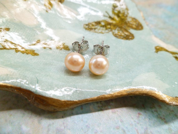 Boucles D'oreilles Clous En Argent 925 Avec Perle D'eau Douce Rose - Bijou Artisanal Pour Femme
