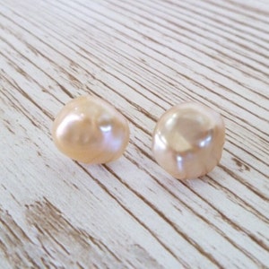 Pearl stud earrings 10 x 12 mm Pink fresh water pearls and 925 sterling silver UK made