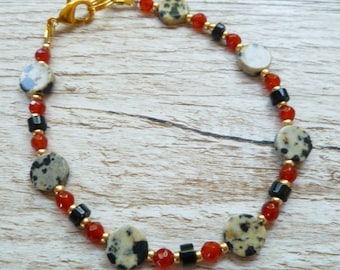 Dalmatian Jasper Bracelet | Gemstone Bracelet | Autumn Bracelet | Delicate Bracelet UK made