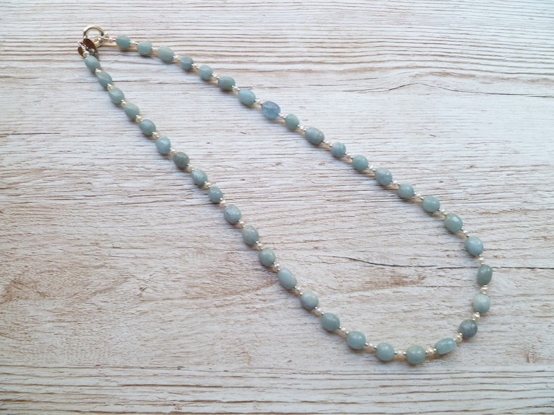 Pastel Necklace Beaded Necklace Long Blue Necklace Fresh Water Pearl Necklace 27\u201d necklace Aquamarine Necklace