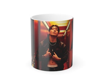 JK CK Red Neon Portrait Mug | Color Morphing Ceramic Mug