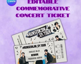 BTS Runseokjin EP Tour Personalized Ticket, Bts Jin, Jin US Tour