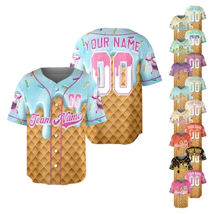 Kundenspezifisches Eis-Baseball-Jersey-Hemd, Teamname-Nummer personalisiertes Jersey, bunter Jugend-Erwachsener passender Sommer-Outfits