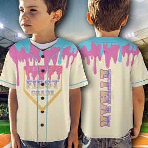 Custom First Grade Ice Cream Baseball Jersey Shirt, Back To School jersey, First Day of School Jersey for Kids, Personalized 1st Grade