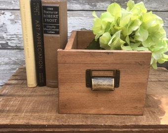 Library drawer, card catalog drawer,  wood storage box, handmade , Vintage Inspired storage box, office storage