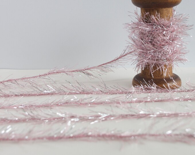 Rose Pink Silver Tinsel Twine Pink Tinsel Trim Blue Mini Etsy