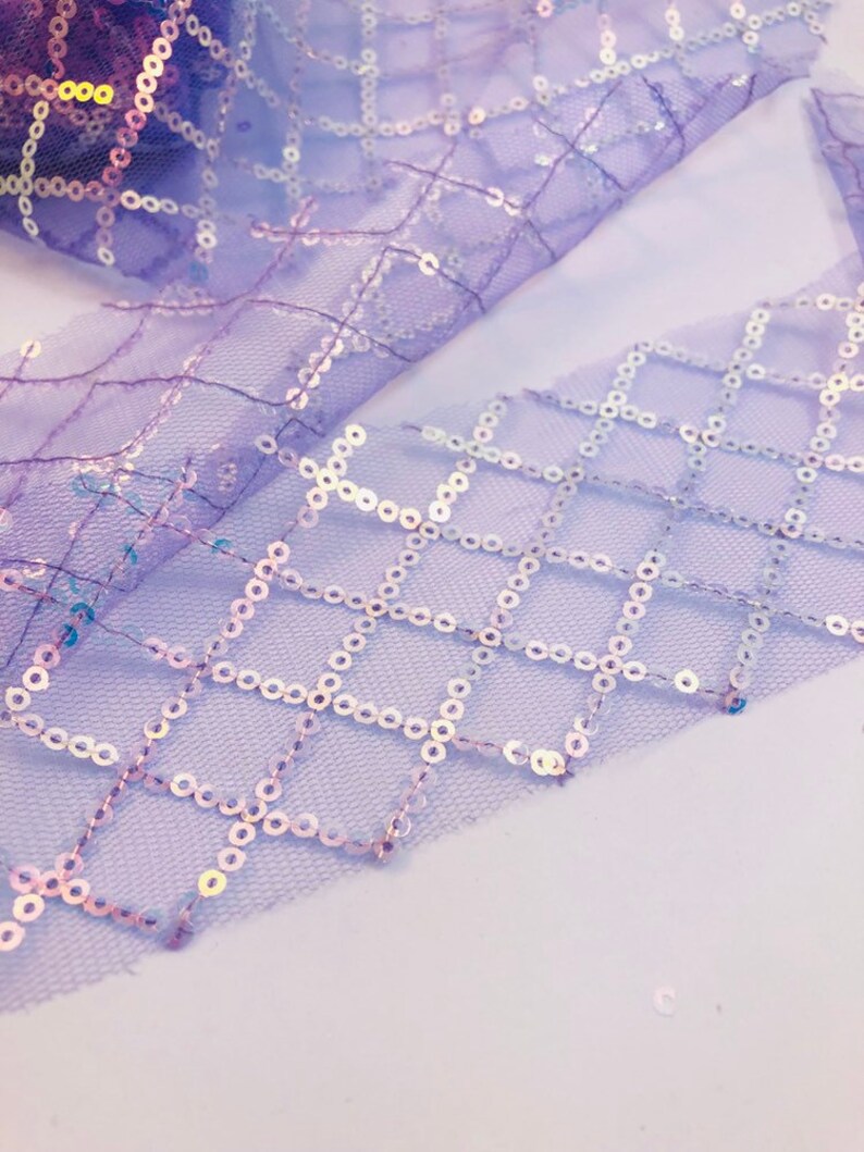 Tulle Ribbon Purple sequins Tulle Ribbon Sparkles Purple Glitter Tulle Purple Tulle